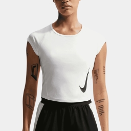 футболка w nk tempo swoosh run df ss