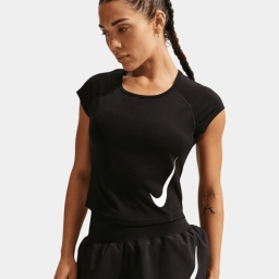 футболка w nk tempo swoosh run df ss
